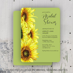 Invitation Aquarelle Tournesol Vert clair Wedding shower