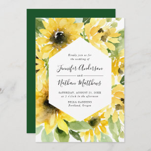 Invitation Aquarelle Tournesols Cadre Floral   Mariage