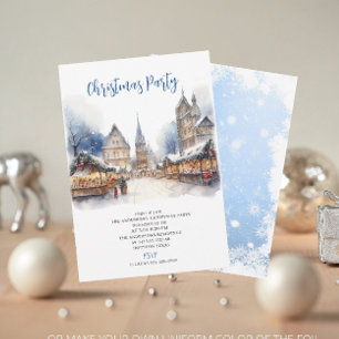 Invitation Aquarelle traditionnelle hiver Joyeux Noël