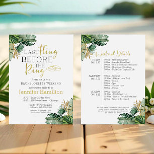 Invitation Aquarelle Tropical Bachelorette Heekend Itinéraire