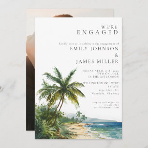 Invitation Aquarelle Tropical Beach Engagement Party Photo