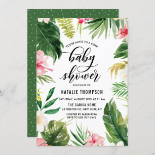 Invitation Aquarelle Tropical Floral Baby shower à charpente