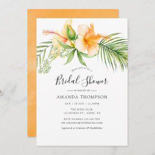 Invitation Aquarelle Tropical Floral Beach Fête des mariées