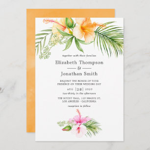 Invitation Aquarelle Tropical Floral Beach Mariage