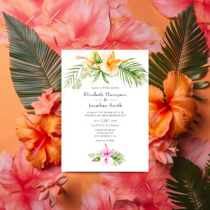 Invitation Aquarelle Tropical Floral Beach Mariage