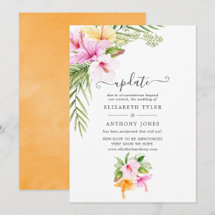 Invitation Aquarelle Tropical Floral Beach Wedding Update