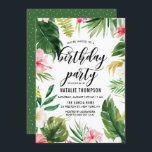 Invitation Aquarelle Tropical Floral Frame Anniversaire<br><div class="desc">Une invitation amusante et fantaisiste à la fête d'anniversaire avec des hibiscus d'aquarelle,  des feuilles de palmiers,  des feuilles de bananes et d'autres accents tropicaux. Cette invitation personnalisable est parfaite pour les fêtes d'anniversaire d'été.</div>