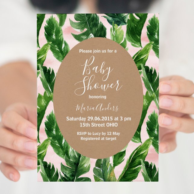 Invitation Aquarelle Tropical Floral Frame Baby shower (Créateur téléchargé)