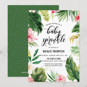Invitation Aquarelle Tropical Floral Frame Baby Sprinky