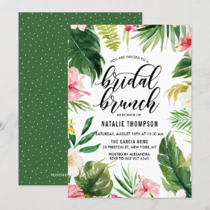 Invitation Aquarelle Tropical Floral Frame Bridal Brunch