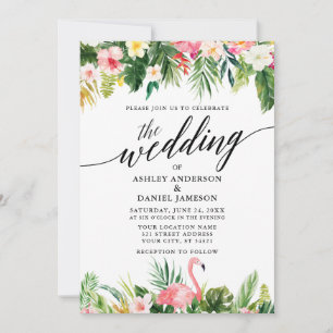 Invitation Aquarelle Tropical Floral Mariage