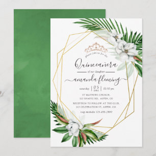 Invitation Aquarelle Tropical Floral Quinceañera
