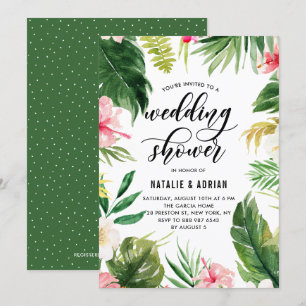 Invitation Aquarelle Tropical Floral Wedding shower
