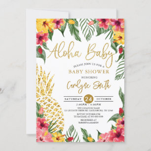 Invitation Aquarelle Tropical Hawaiian Pineappy Baby shower