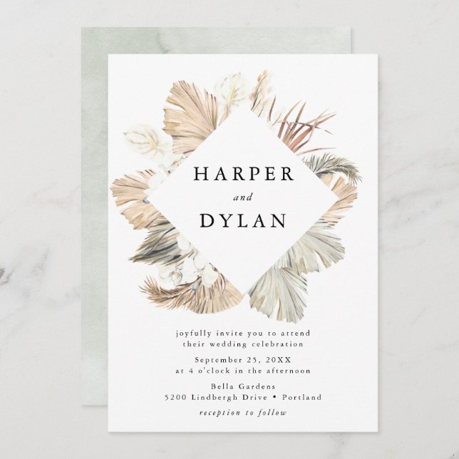 Invitation Aquarelle Tropical Love Floral Mariage (Devant / Derrière)