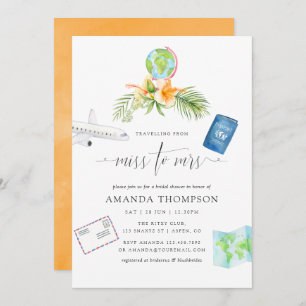Invitation Aquarelle Tropical Miss À Mme Fête des mariées