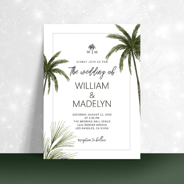Invitation Aquarelle Tropical Palm Trees Boho Mariage (Créateur téléchargé)