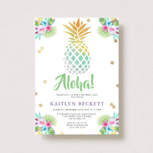 Invitation Aquarelle tropicale Anniversaire Luau