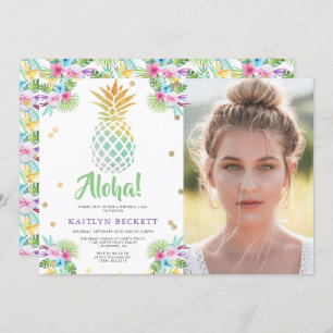 Invitation Aquarelle tropicale Anniversaire Photo Luau