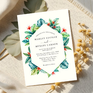 Invitation Aquarelle tropicale Cadre de feuillage Mariage mod