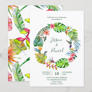Invitation Aquarelle tropicale colorée Courbe florale