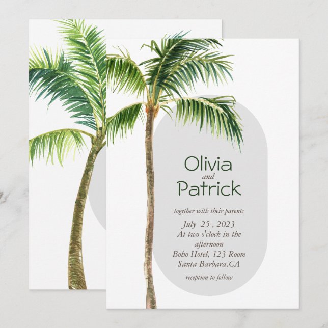Invitation aquarelle tropicale de la jungle aux pa (Devant / Derrière)