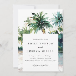 Invitation Aquarelle tropicale de plage tout en un Mariage