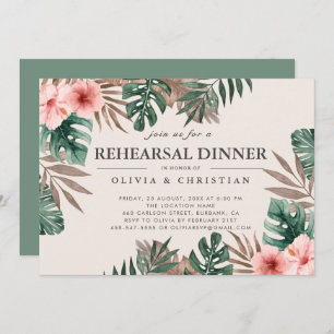 Invitation Aquarelle tropicale Dîner de répétition Florale ve