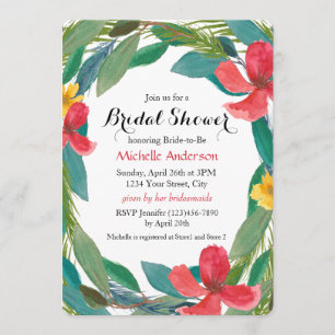 Invitation Aquarelle tropicale Fête des mariées florale
