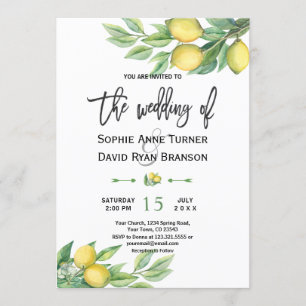 Invitation Aquarelle tropicale Fruits de citron Mariage