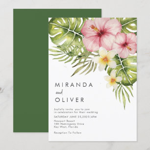 Invitation Aquarelle tropicale moderne Mariage floral