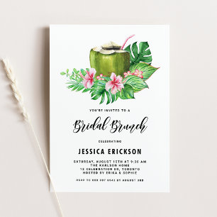 Invitation Aquarelle tropicale Noix de coco Brunch nuptial d'