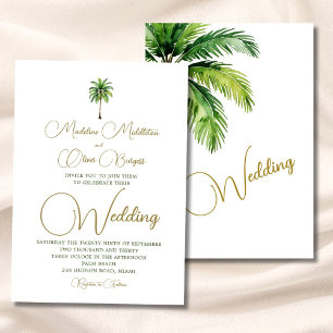 Invitation Aquarelle tropicale Palm Tree Mariage élégant