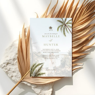 Invitation Aquarelle tropicale Palmiers Boho Mariage Photo