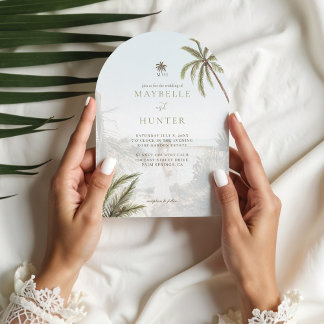 Invitation Aquarelle tropicale Palmiers Boho Mariage Photo
