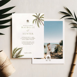Invitation Aquarelle tropicale Palmiers Boho Mariage Photo