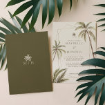 Invitation Aquarelle tropicale Palmiers Mariage bohème<br><div class="desc">Invitation vos invités à votre magnifique mariage de plage avec notre boho tropical de plage design invitation mariage. Le design présente nos palmiers aquarelles peints à la main. Cadre géométrique en faux or moderne avec monogramme de palmier personnalisé. Notre mariage tropical boho est parfait pour un thème de plage ou...</div>