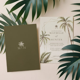 Invitation Aquarelle tropicale Palmiers Mariage bohème