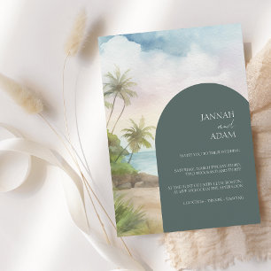 Invitation Aquarelle tropicale Plage Palm Trees Mariage