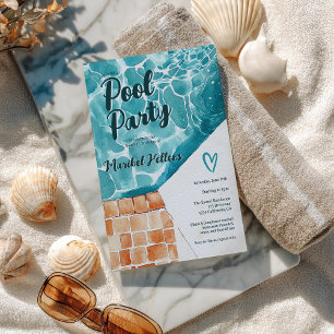 Invitation Aquarelle tropicale Sweet 16 Pool Party Anniversai