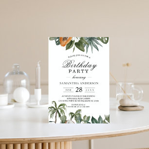 Invitation Aquarelle tropicale tendance Feuilles verts