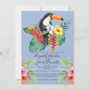 Invitation Aquarelle tropicale Toucan Mariage virtuel