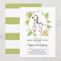 Aquarelle tropicale Zebra Safari Anniversaire de e