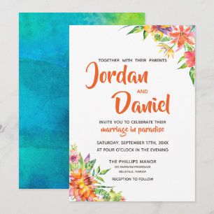 Invitation Aquarelle Tropics Floral Chic Destination Wedding