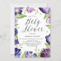 Aquarelle Tulipes pourpres Baby shower de cadre fl