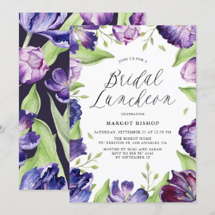 Invitation Aquarelle Tulipes pourpres Floral Bridal Luncheon