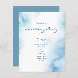 Invitation Aquarelle Turquoise bleue Cadre Abstrait