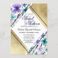 Aquarelle Turquoise dorée moderne violet doux 16