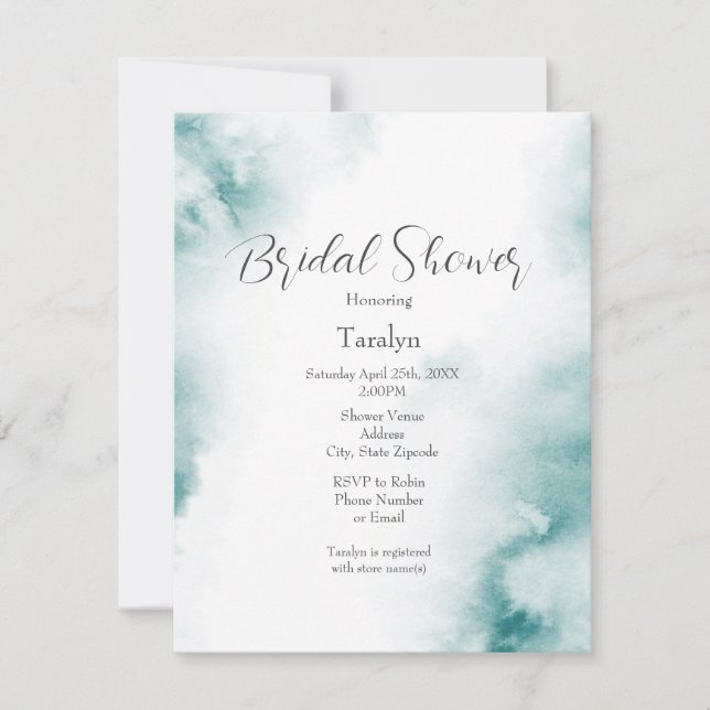 Invitation Aquarelle Turquoise douce Cadre Abstrait (Devant)