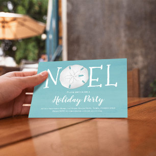 Invitation Aquarelle Turquoise Noel Dollar
